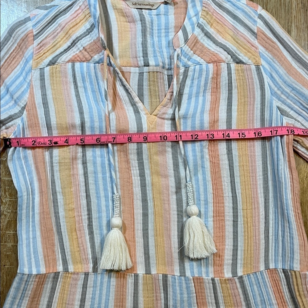 Soft Surroundings Laguna Gauze Stripe Dress Multi Color Petite Small EUC Cotton - Picture 12 of 16